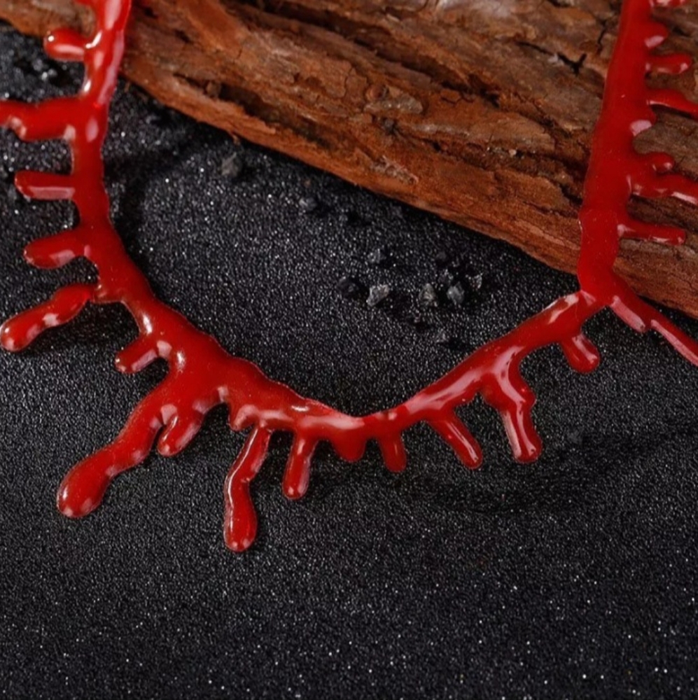 Dripping Blood Red Adjustable Choker Necklace - Picture 8 of 8